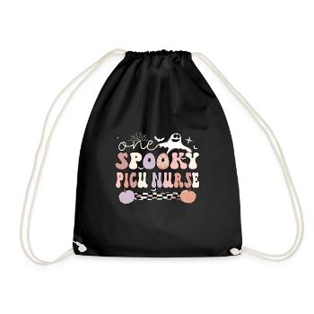 PICU Nurse Pediatric Intensive Care Unit Halloween - Drawstring Bag - black - Front