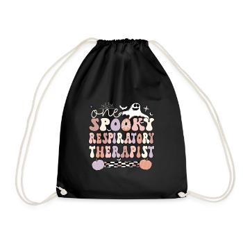 Respiratory Therapist Gifts RT Therapy Halloween - Drawstring Bag - black - Front