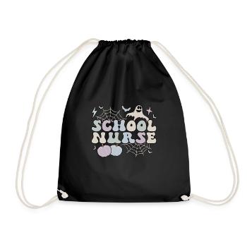 School Nurse Halloween RN School Nursing Gifts - Drawstring Bag - black - Front