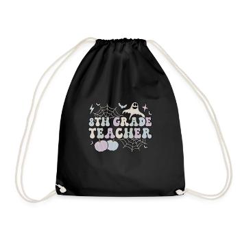8th Grade Teacher Halloween Eighth Grade Crew - Drawstring Bag - black - Front
