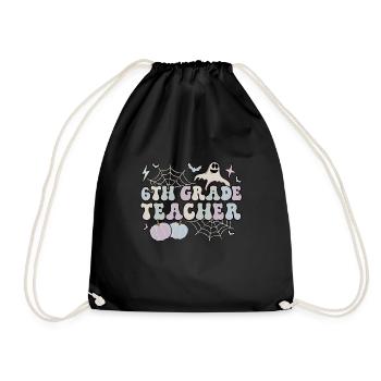6th Grade Teacher Halloween Sixth Grade Crew - Drawstring Bag - black - Front