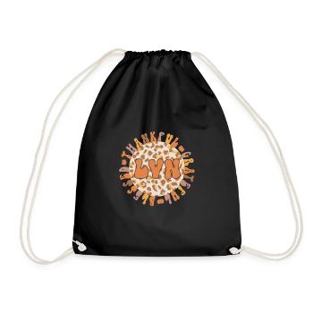 LVN Nurse Licensed Vocational Nurse Thanksgiving - Drawstring Bag - black - Front