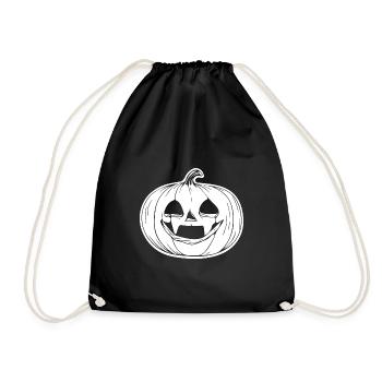 Pumpkin Face - Creepy Pumpkin Grimace - Drawstring Bag - black - Front
