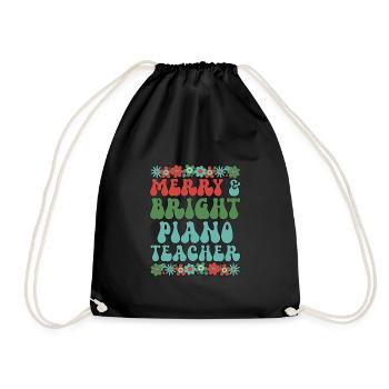 Piano Teacher Christmas Piano Teaching Xmas Gift - Drawstring Bag - black - Front