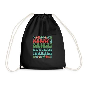 5th Grade Teacher Christmas Fifth Grade Crew Xmas - Drawstring Bag - black - Front