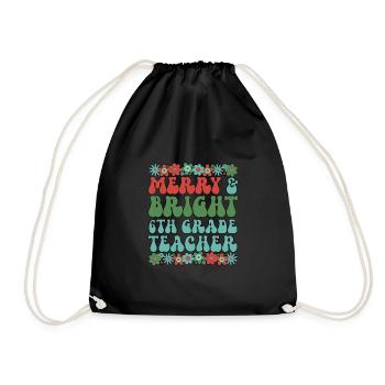 6th Grade Teacher Christmas Sixth Grade Crew Xmas - Drawstring Bag - black - Front