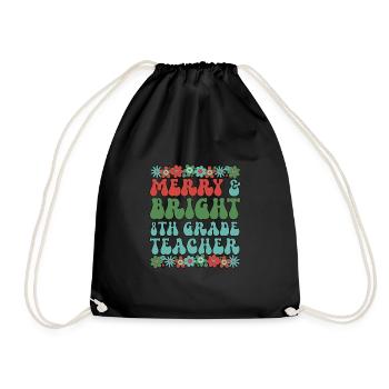 8th Grade Teacher Christmas Eighth Grade Crew Xmas - Drawstring Bag - black - Front