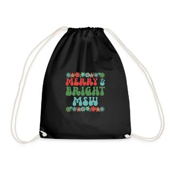MSW Christmas Master Of Social Work Xmas Gifts - Drawstring Bag - black - Front