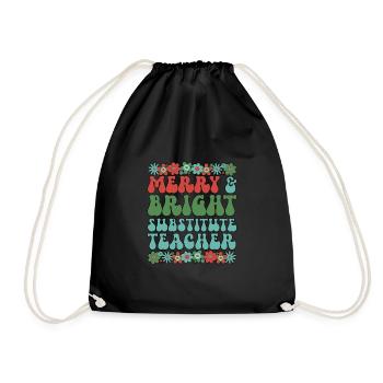 Substitute Teacher Christmas Sub Teacher Xmas - Drawstring Bag - black - Front
