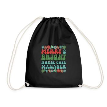 RN Case Manager Christmas Nurse Case Manager Xmas - Drawstring Bag - black - Front