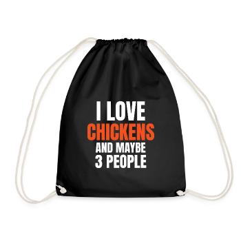 I Love Chickens And Maybe 3 People Funny - Drawstring Bag - black - Front