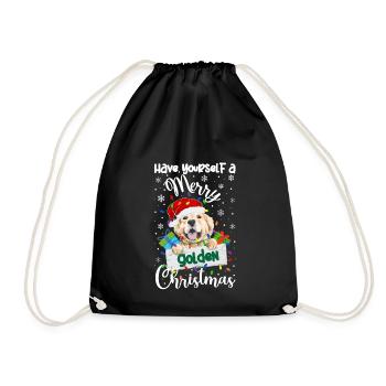 Golden Retriever Christmas Golden Dog Xmas Gifts - Drawstring Bag - black - Front