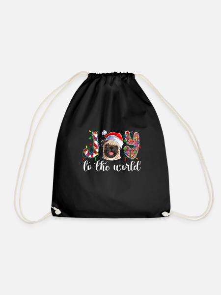 Pug Christmas Gifts Pug Xmas Party Pug Lover - Drawstring Bag - black