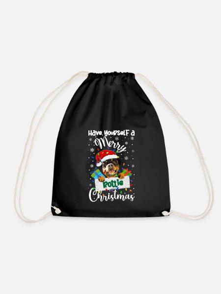 Rottweiler Christmas Party Rottie Xmas Gifts - Drawstring Bag - black