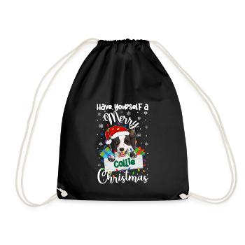 Border Collie Noël Border Collie Cadeaux de Noël - Sac de sport léger - noir - Devant