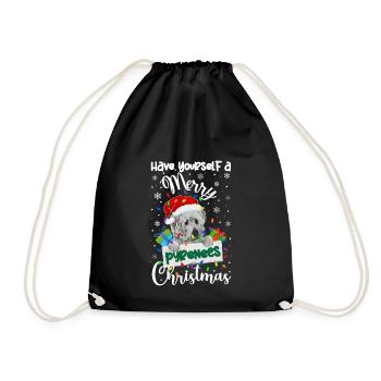 Great Pyrenees Weihnacht Goldener Hunde Geschenk - Turnbeutel - Schwarz - Vorne