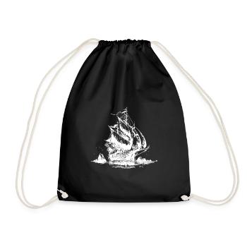 Sailing ship with sails for sailors and captains - Drawstring Bag - black - Front