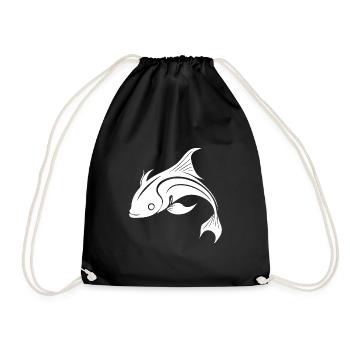 Koi Karpfen - Süsser eleganter Karpfenfisch - Turnbeutel - Schwarz - Vorne