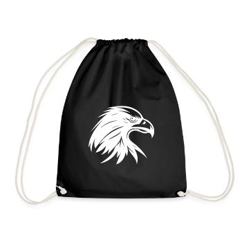 Elegant eagle head in tattoo style - Drawstring Bag - black - Front