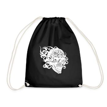 Crâne de tatouage de tatouage souriant vintage - Sac de sport léger - noir - Devant