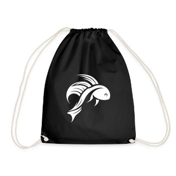 Fight Fish Portrait Tattoo - Drawstring Bag - black - Front
