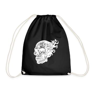 Burning Tattoo Fire Skull - Drawstring Bag - black - Front