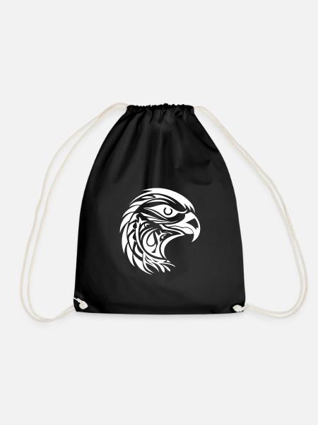 Schöner Adler Porträt im Tattoo Style - Turnbeutel - Schwarz