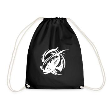 Fight Fish Portrait Tattoo - Drawstring Bag - black - Front