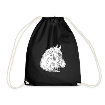 Mares Horses Portrait with Fantastically Beautiful Mane - Drawstring Bag - black - Front