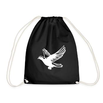 Pigeon in flight with wings - Drawstring Bag - black - Front