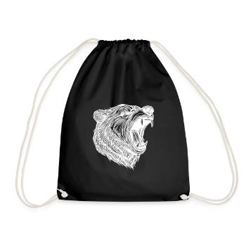 Wild bear head with sharp teeth - Drawstring Bag - black - Front