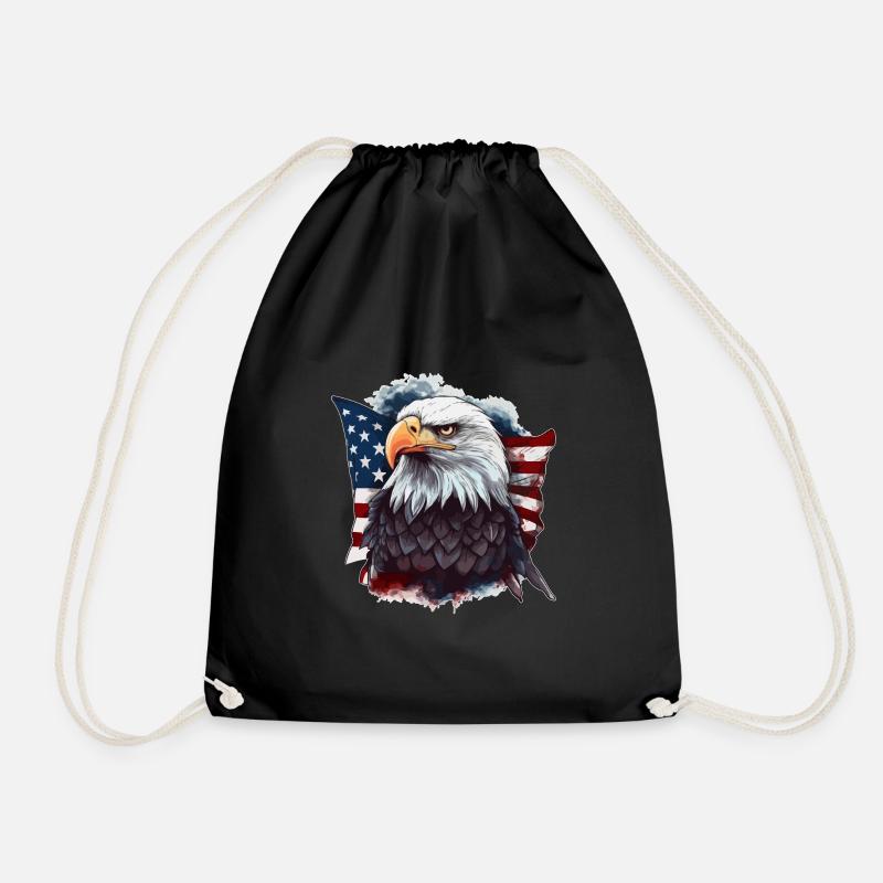 Pygargue à tête blanche américain avec drapeau des États-Unis - Sac de sport léger - noir