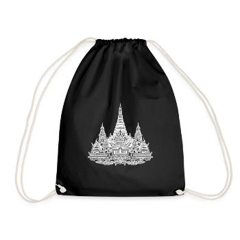 Exotic Thailand Trip Large Country Temple Complex - Drawstring Bag - black - Front