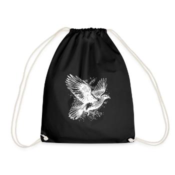 Fliegende Taube in Tattoo Style Linien - Turnbeutel - Schwarz - Vorne