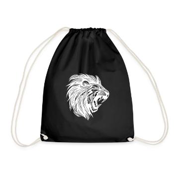 Wild Mighty Lion Head Tattoo Style Mane - Drawstring Bag - black - Front