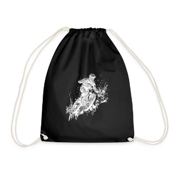 Mud Splash Splash Mountain Biker with Bike - Drawstring Bag - black - Front