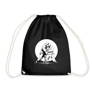 Aikido martial arts sports fighter in sunset - Drawstring Bag - black - Front