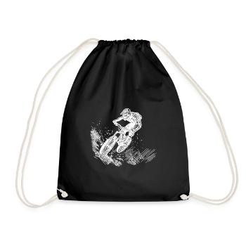 Mountain biker bike downhill jump - Drawstring Bag - black - Front