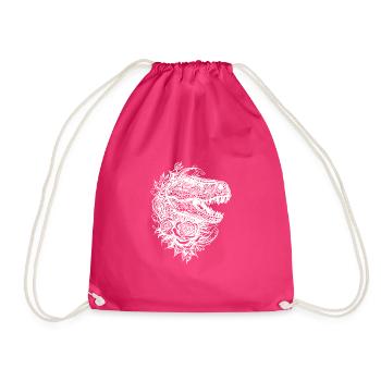Dinosaure en tatouage de fleur Roses style Dino - Sac de sport léger - fuchsia - Devant