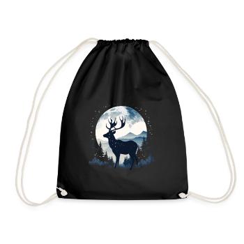 Deer Forest Moon Nature - Drawstring Bag - black - Front