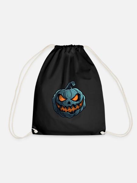 Grinsendes Kürbis Gesicht - Kürbis Halloween - Turnbeutel - Schwarz