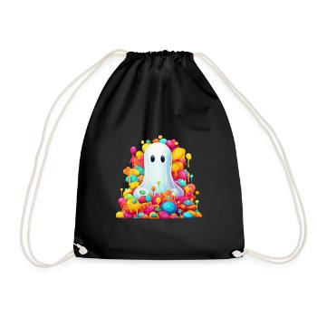 Mignon fantôme d’Halloween avec des bonbons - Sac de sport léger - noir - Devant