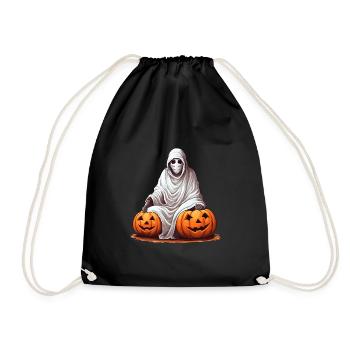 Spooky Halloween Horror Pumpkin Ghost - Drawstring Bag - black - Front