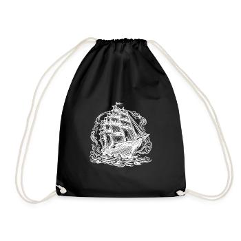 Vieux bateau de croisière Élégant voilier - Sac de sport léger - noir - Devant