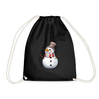 Bonhomme de neige avec chapeau haut de forme et écharpe - Sac de sport léger - noir - Devant