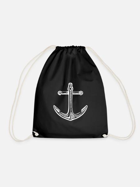 Vintage Anker Skipper Tattoo Seefahrt Design - Turnbeutel - Schwarz