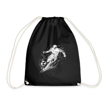 Attaquant de football en cours d’exécution avec ballon - Sac de sport léger - noir - Devant