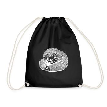 Exhausted tired cute sloth - Drawstring Bag - black - Front