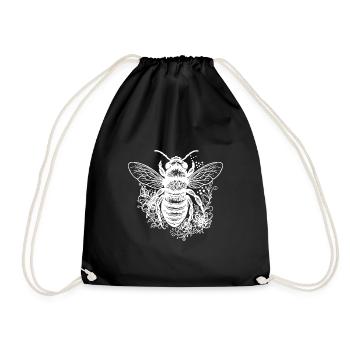 Abeille volante parmi les fleurs fleurs - Sac de sport léger - noir - Devant