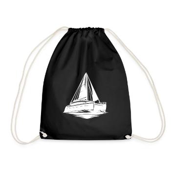 Sport catamaran large sailboat with sails - Drawstring Bag - black - Front